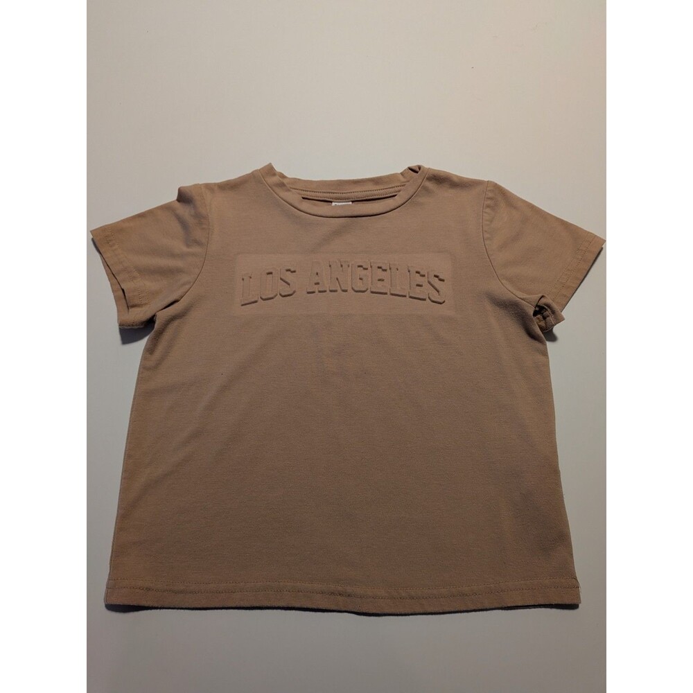 SHEIN Boys T-Shirt Size 5Y Brown Los Angeles Graphic Excellent